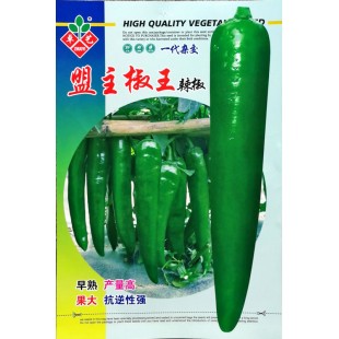 广州卓艺 盟主椒王 早熟 肉厚 果色翠绿有光泽 较顺直 单果重80-100克 亩产约4000kg 5克装 辣椒种子